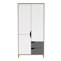 SCHRANK mit 3 Türen und 2 Schubladen L88,9 cm - Weiß und Grau - Genius - Hellgrau/Weiß, Holzwerkstoff (50.1/184.6/88.9cm) - Calicosy