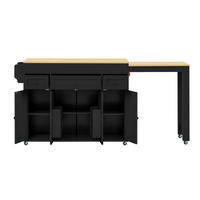 KÜCHENINSEL mit ausziehbarer Arbeitsplatte 137-190,6 x 45,2 x 92 cm Schwarz/Natur - Schwarz, Holz (45.2/92/137cm) - Beauniv