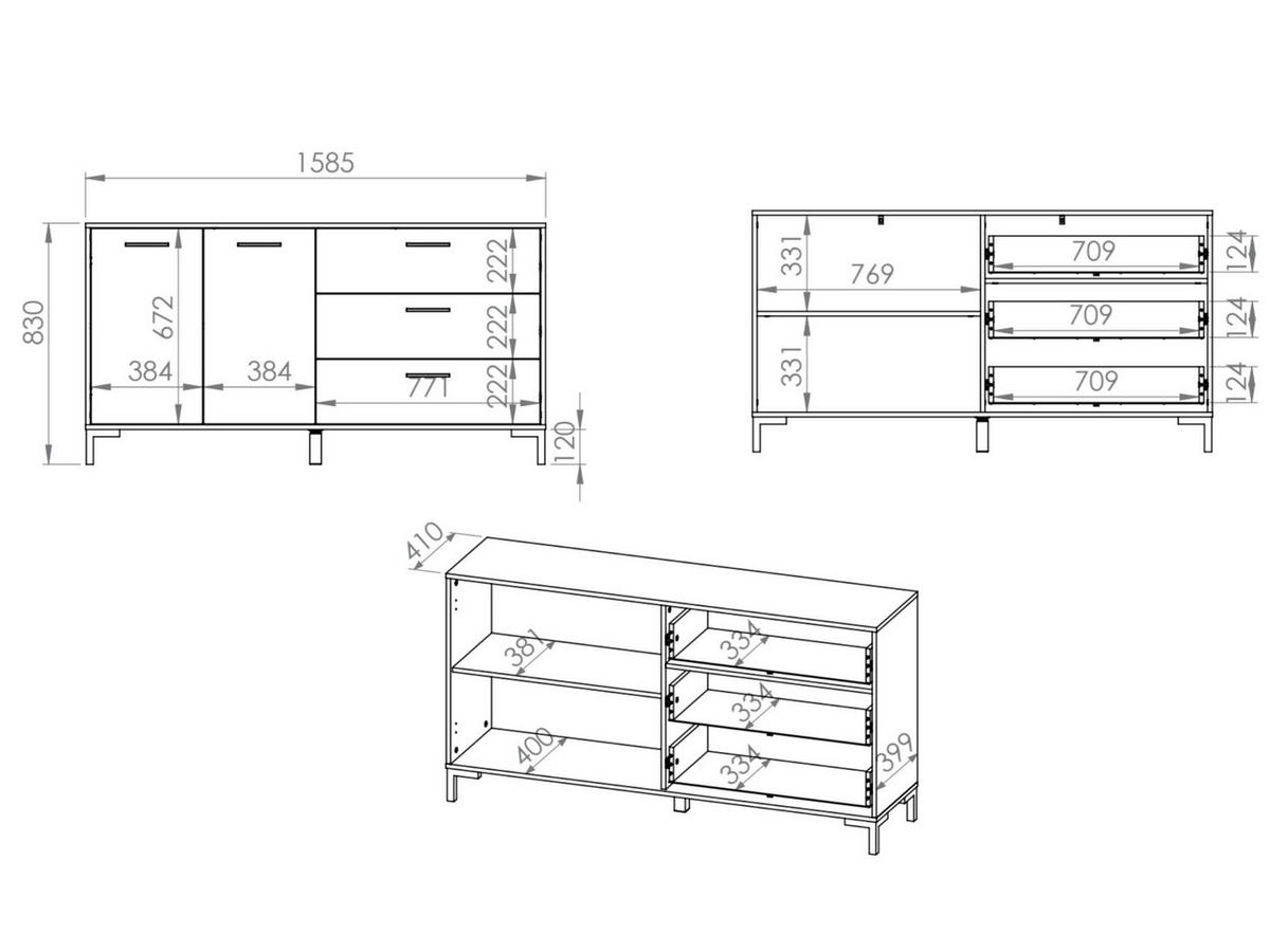 SIDEBOARD NEVIO Beige 159x40x83 cm - Beige, Holzwerkstoff (159/83/40cm) - FURNLUX