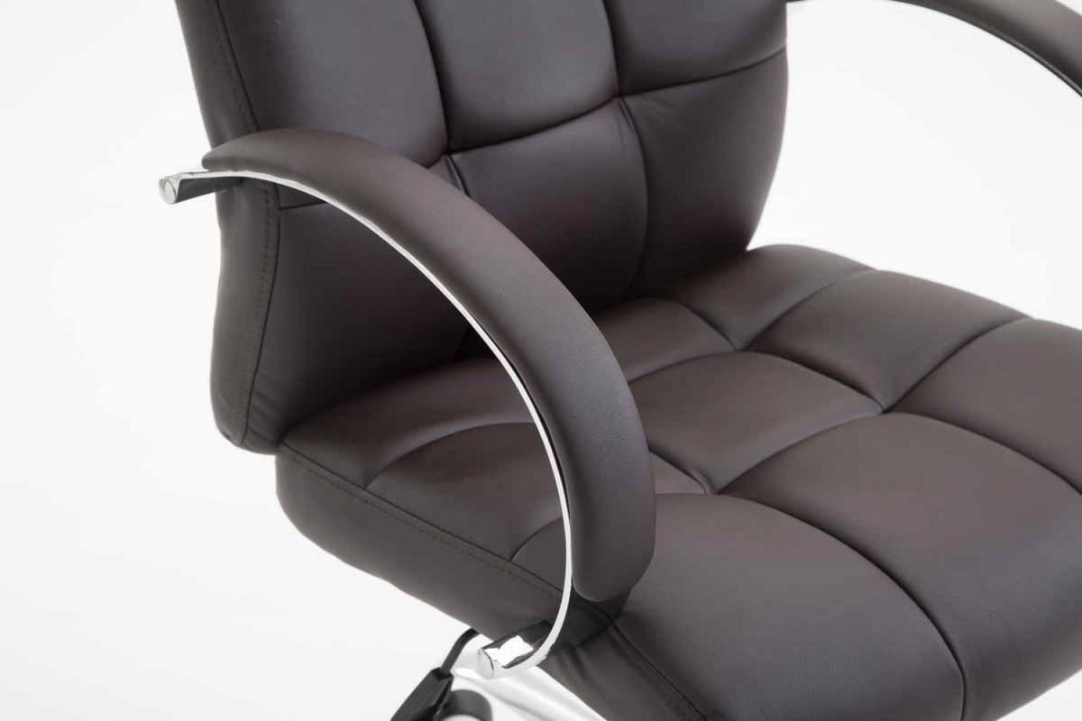 CHEFSESSEL Lederlook braun - Chromfarben/Braun, Textil/Metall (54/105/51cm) - CLP