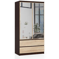 KLEIDERSCHRANK mit Spiegel Wengefarben, Sonoma Eiche 180x51x90 cm - Wengefarben/Sonoma Eiche, Holzwerkstoff (90/180/51cm) - Akord