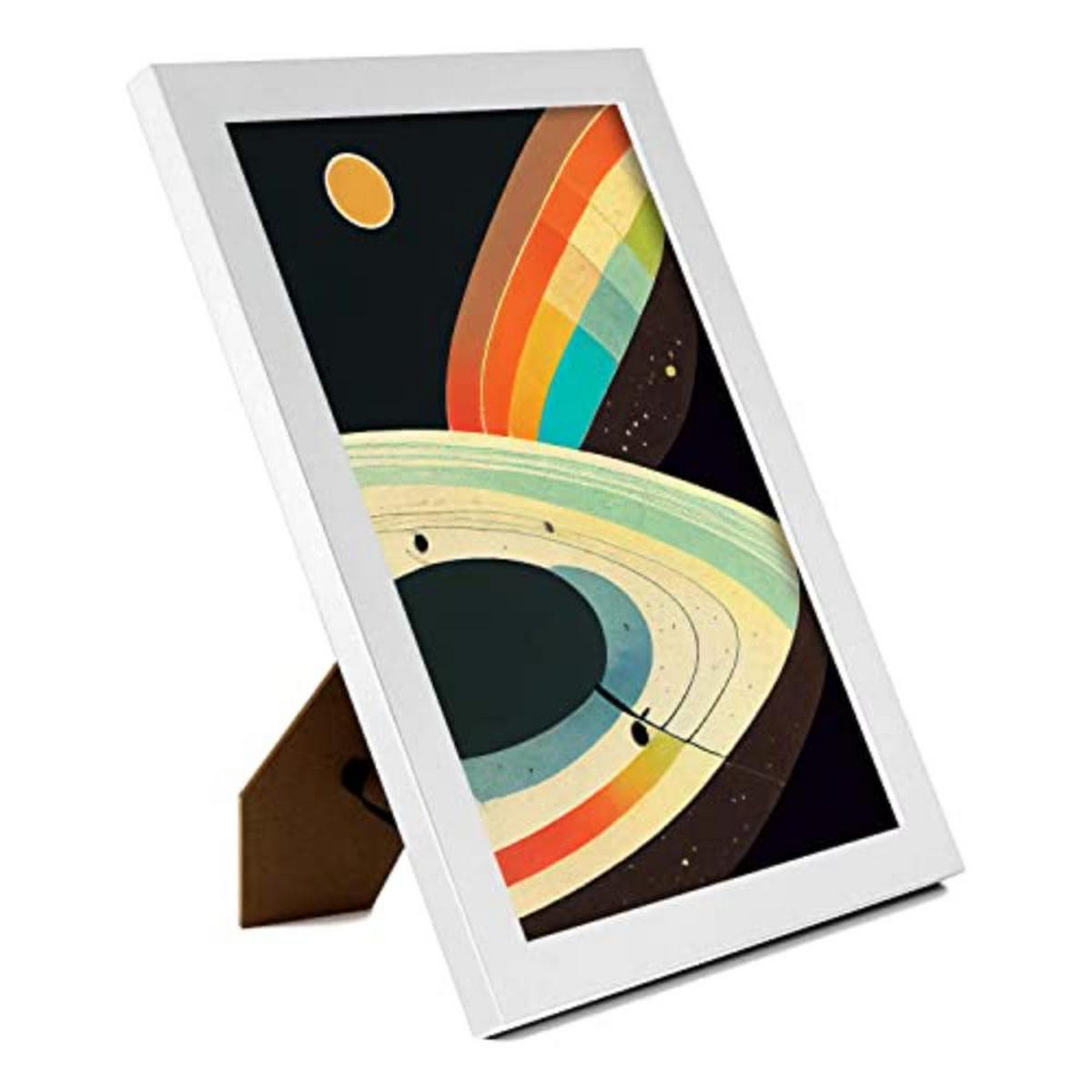 POSTER Set mit 4 Abstrakt Kurve Moderne Galaxien A4 Weißer Rahmen - Weiß, Papier (29.7/3cm) - Nacnic