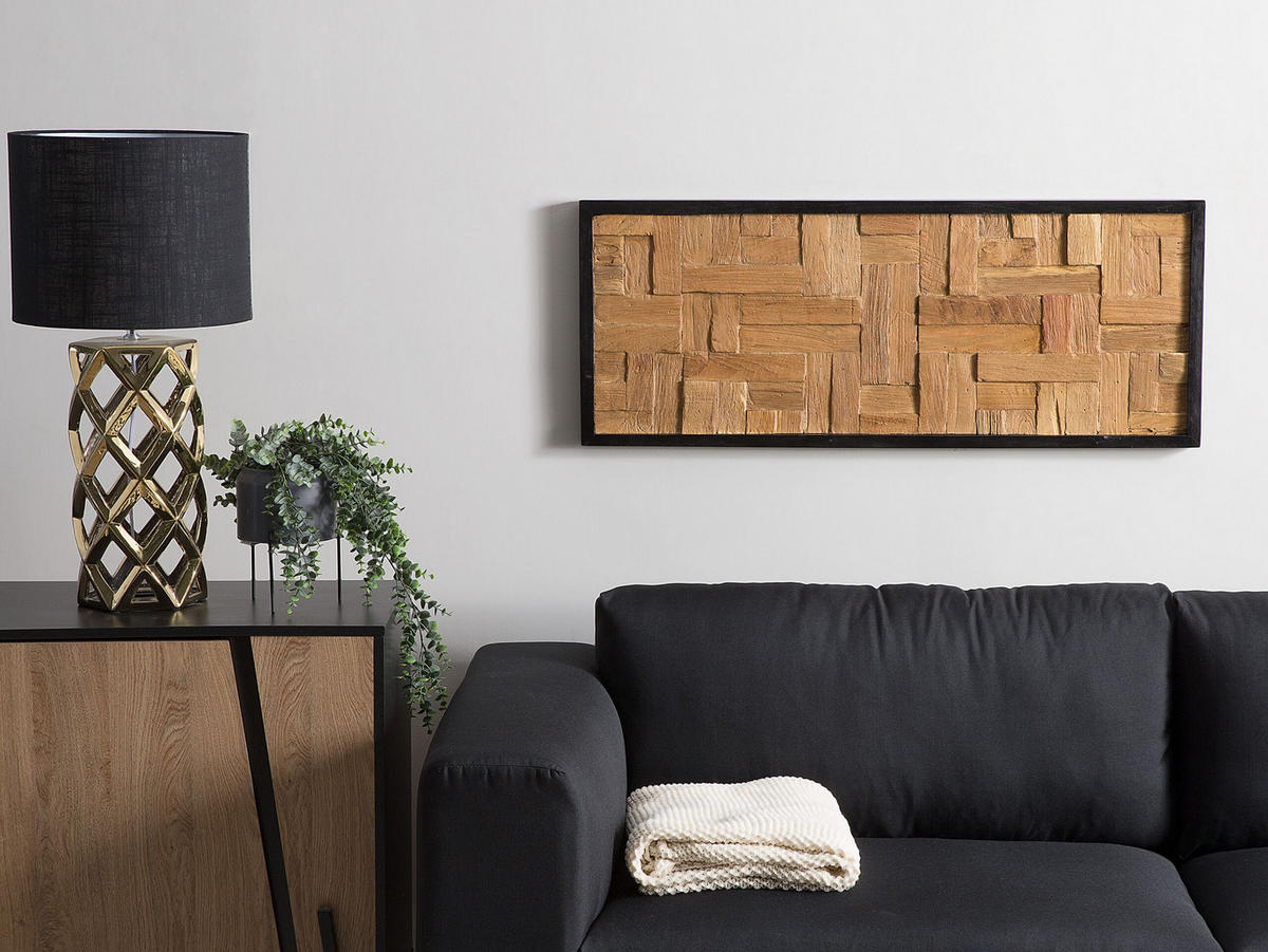 WANDDEKORATION Teakholz heller holzfarbton Toluca - Hellbraun, Holz (100/40/4cm) - Beliani