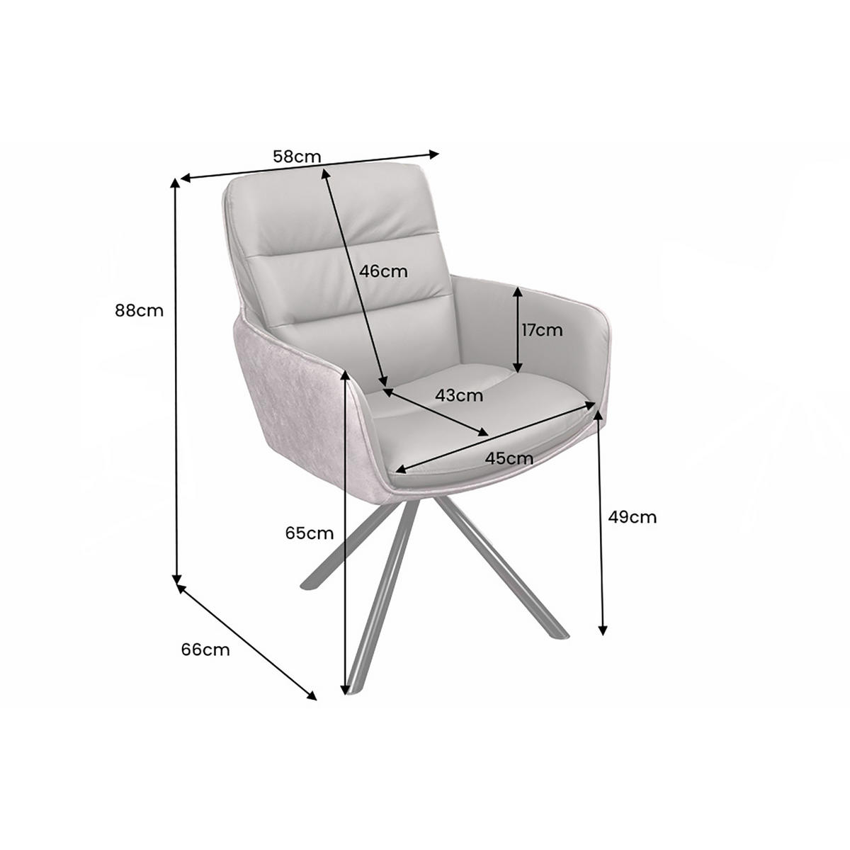 STUHL BIG GEORGE Microfaser Taupe 90 cm - Taupe/Schwarz, Leder/Textil (58/88/66cm) - riess-ambiente