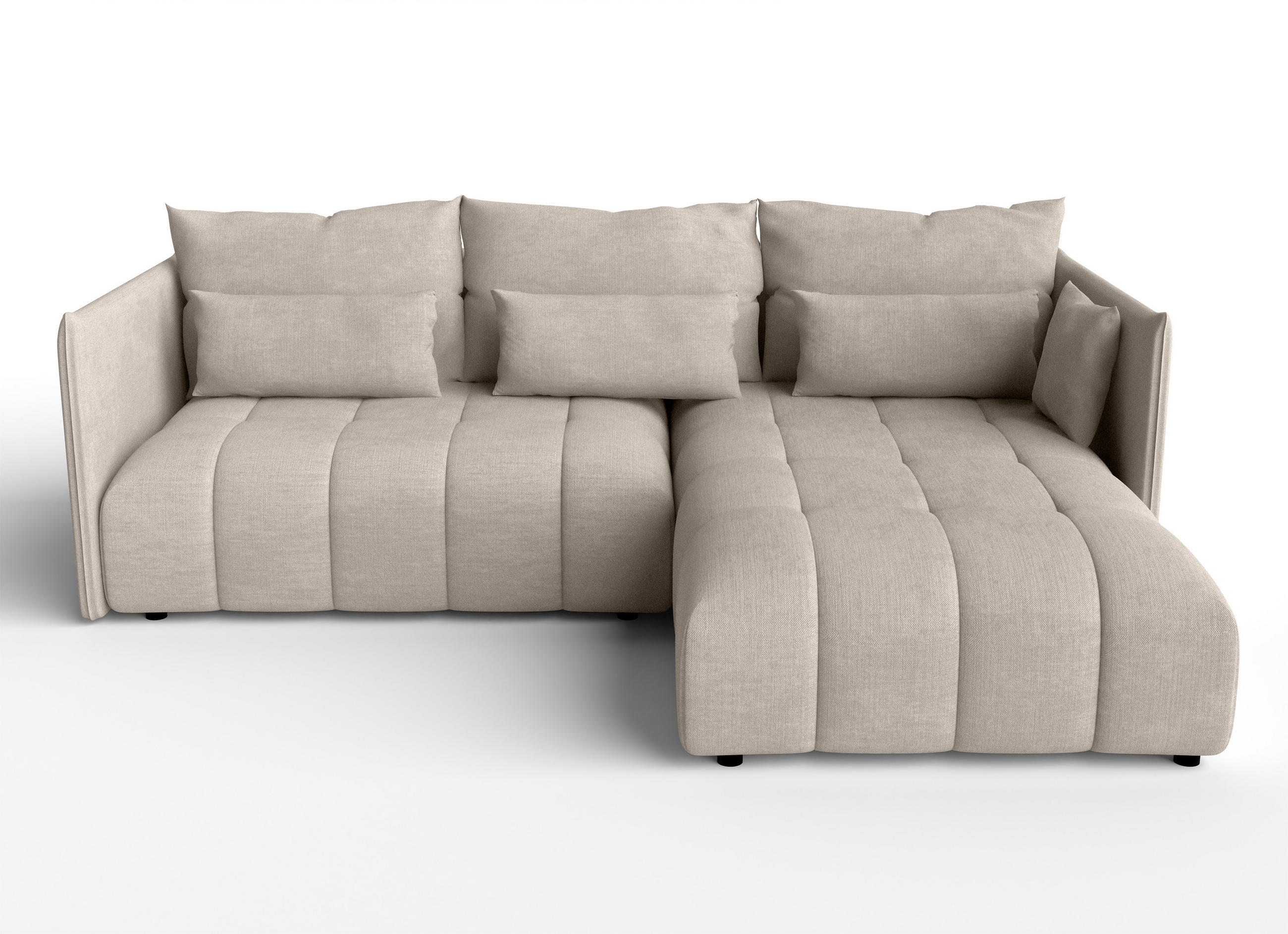 ECKSOFA L Form Cosmova Hellbraun 245/182/83 cm mit Schlaffunktion - Hellbraun/Schwarz, Kunststoff/Textil (245/182cm) - AX Living