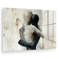 ACRYLGLASBILD Abstrakt - Liebe - Schwarz und weiß - Modern 120x80 cm - Schwarz, Glas (120/80cm) - MuchoWow