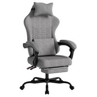 GAMING-STUHL ergonomisch Stoff Light Gray mit Fußstütze - Hellgrau, Kunststoff (63/120.5/58.5cm) - Meubliv