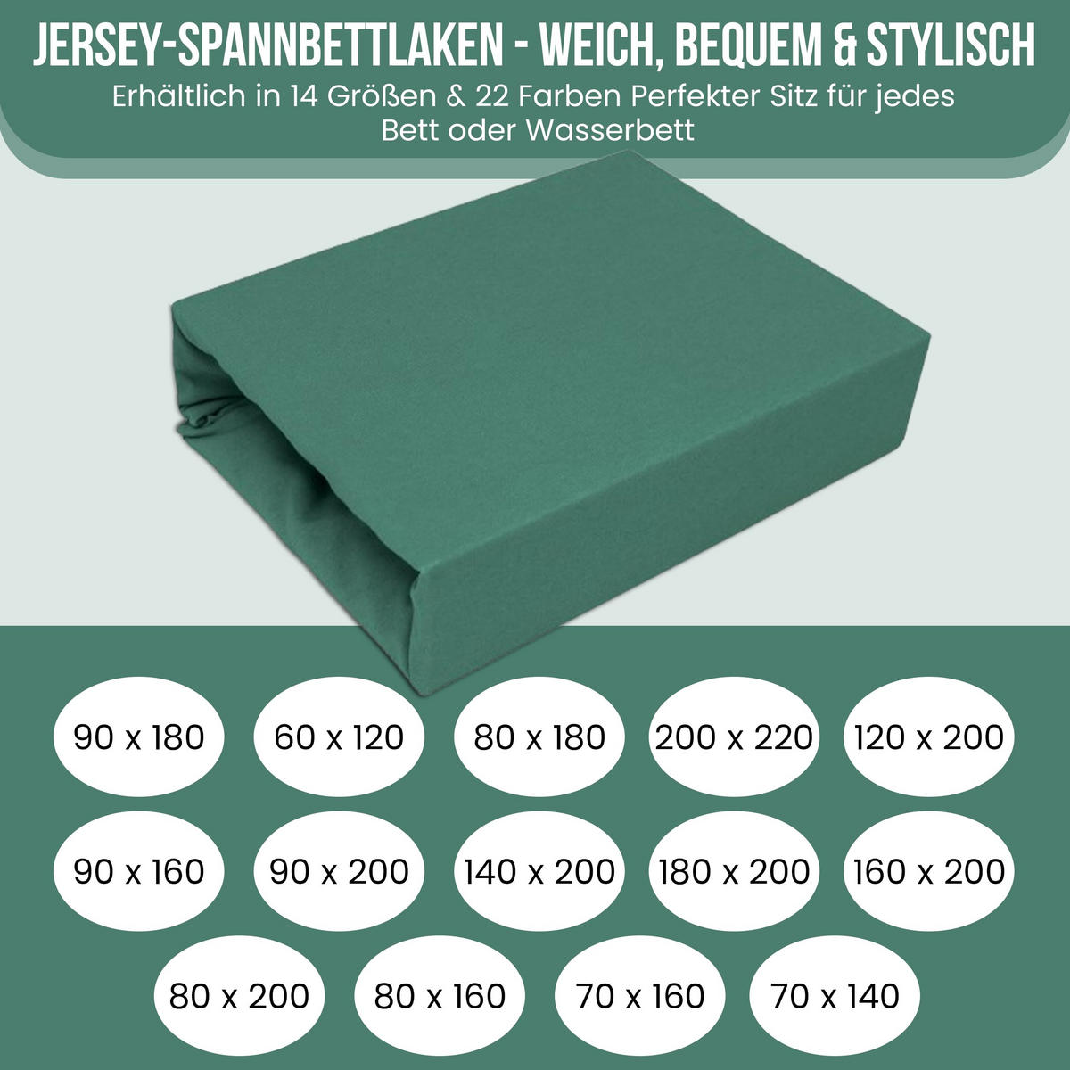 SPANNBETTLAKEN 90/160 cm, Jersey Elastisch 100 % Baumwolle Grasgrün - Waldgrün, Textil (90/160cm) - Best For Home