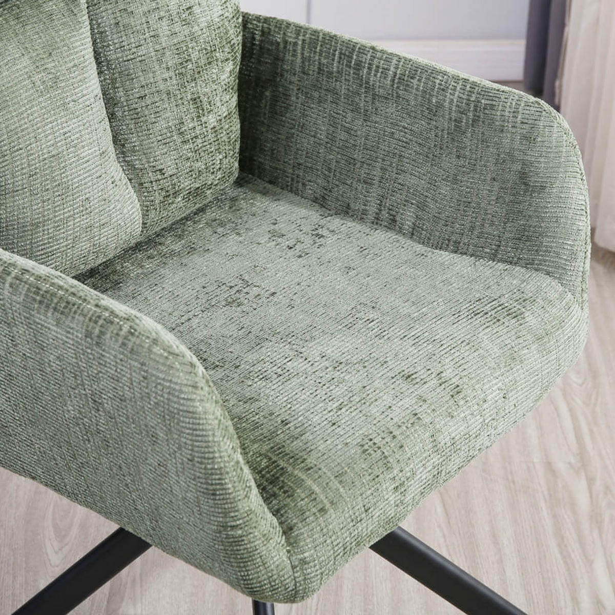 ESSZIMMERSTUHL ALUNA - Chenille Grün, 2 - Grün, Kunststoff/Metall (66/91/72.5cm) - Home Deluxe