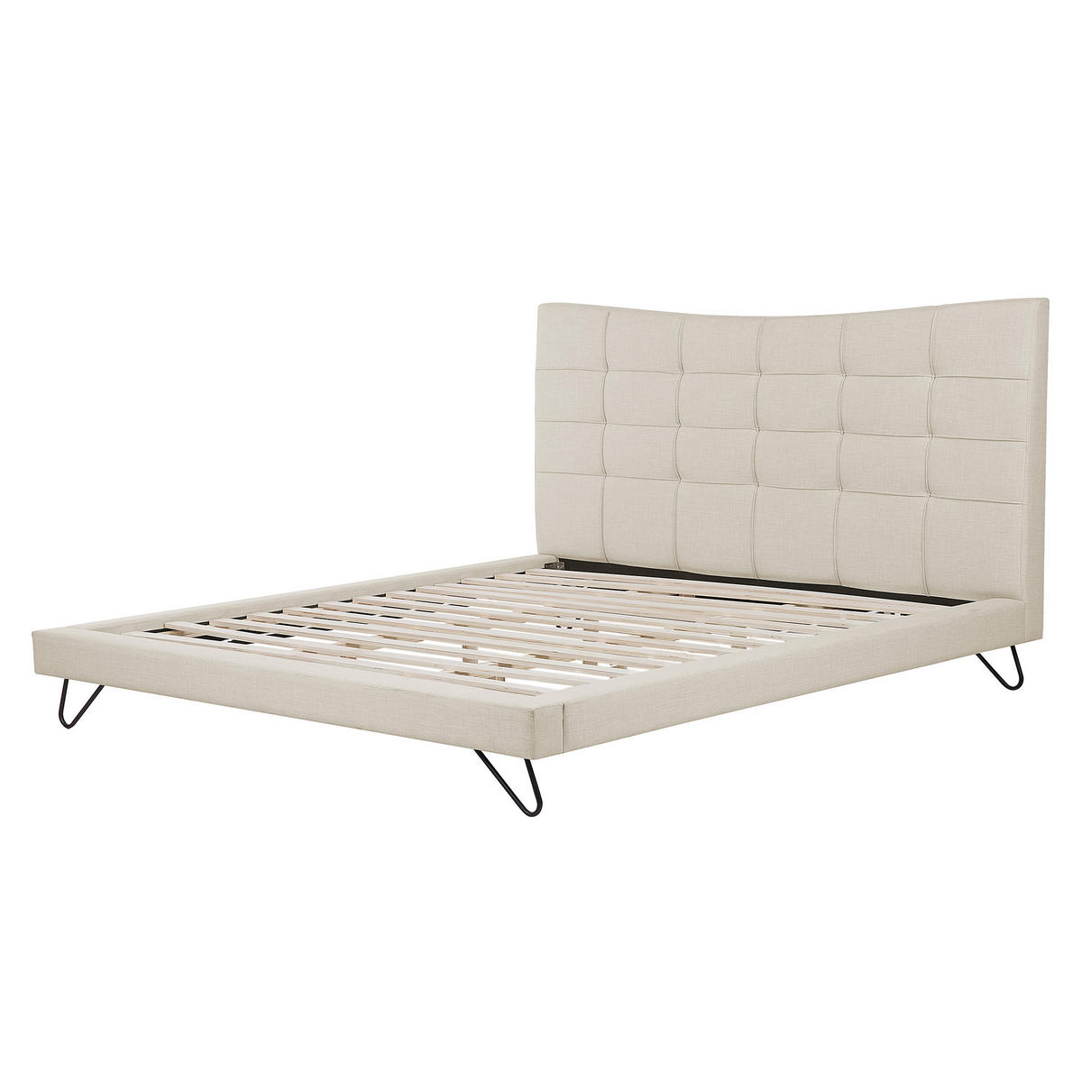 POLSTERBETT 160/200 cm Helles Beige Lannion - Beige, Textil (160/200cm) - Beliani