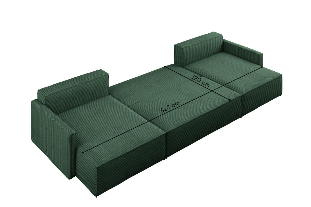 ECKSOFA Carlos Mit Schlaffunktion und Bettkasten Elegante Stoff Poso Grün - Grün, Holz/Textil (348/142cm) - Kaiser Möbel