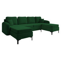 WOHNLANDSCHAFT Venice - Schwarz/Grün, Holz/Textil (293/96/172cm) - MIRJAN24