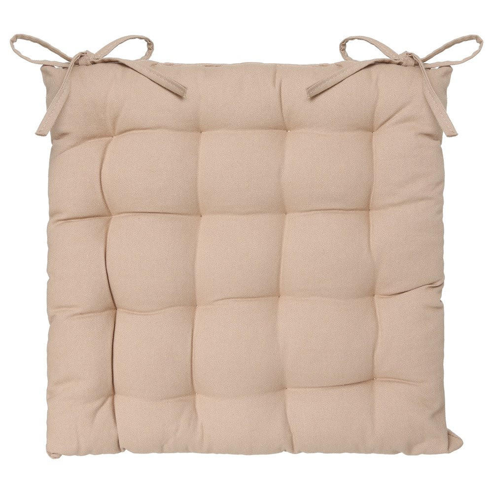 STUHLKISSEN Ziersteppung eckig beige - Beige, Naturmaterialien (5.5cm) - Atmosphera Createur d´interieur