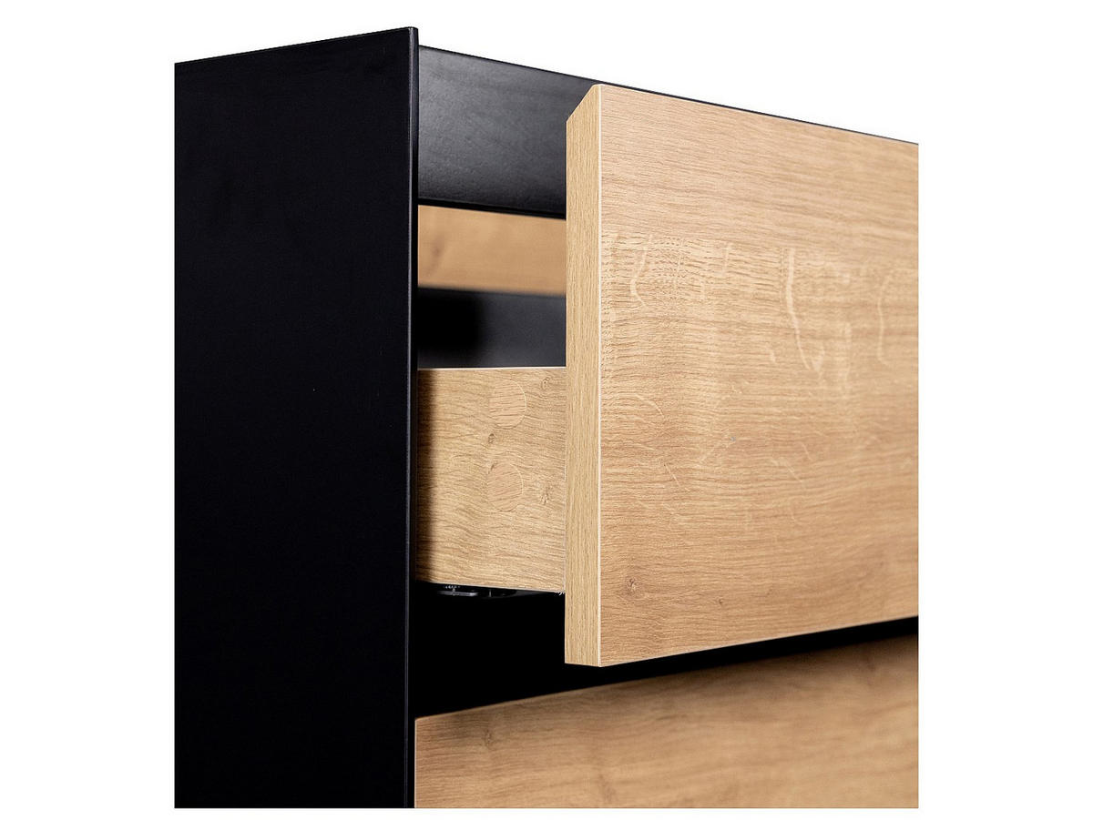 EINZELWASCHTISCH - 80 cm x 45.6 cm - holz - schwarz, naturfarben hell Lannick - Schwarz/Naturfarben, Keramik/Holz (80/55/45.6cm) - Vente-Unique