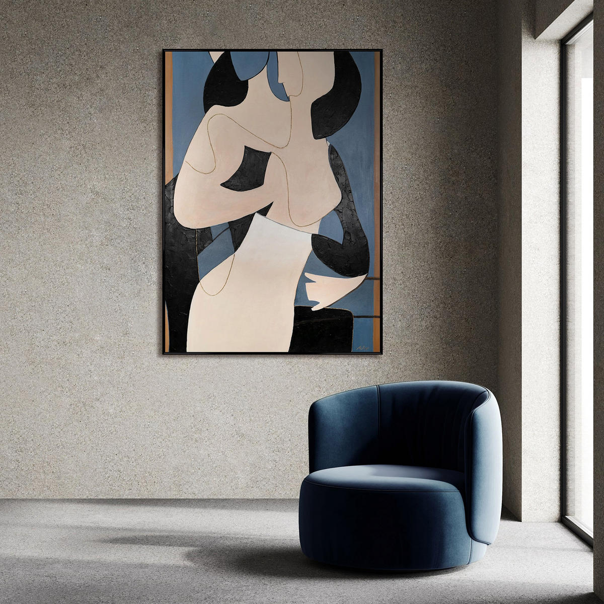 GEMÄLDE Gestreifte Symphonie Schattenfugenrahmen Schwarz 180x120 cm - Schwarz, Holz (180/120cm) - YS-art gallery