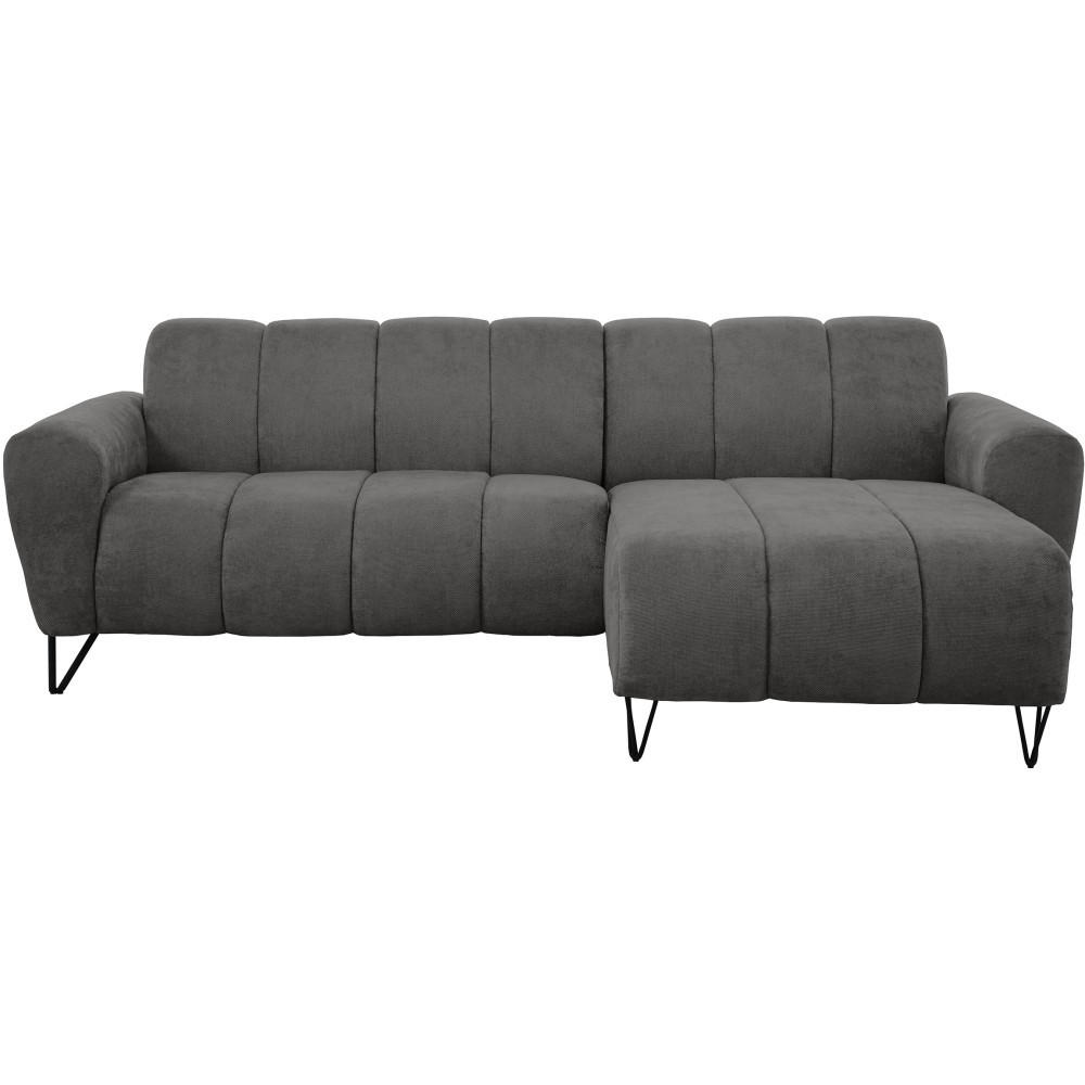 ECKSOFA Volare Mini ohne Schlaffunktion dunkelgrau, rechts, Storm-Stoff - Dunkelgrau/Schwarz, Textil/Metall (256/165cm) - Beautysofa