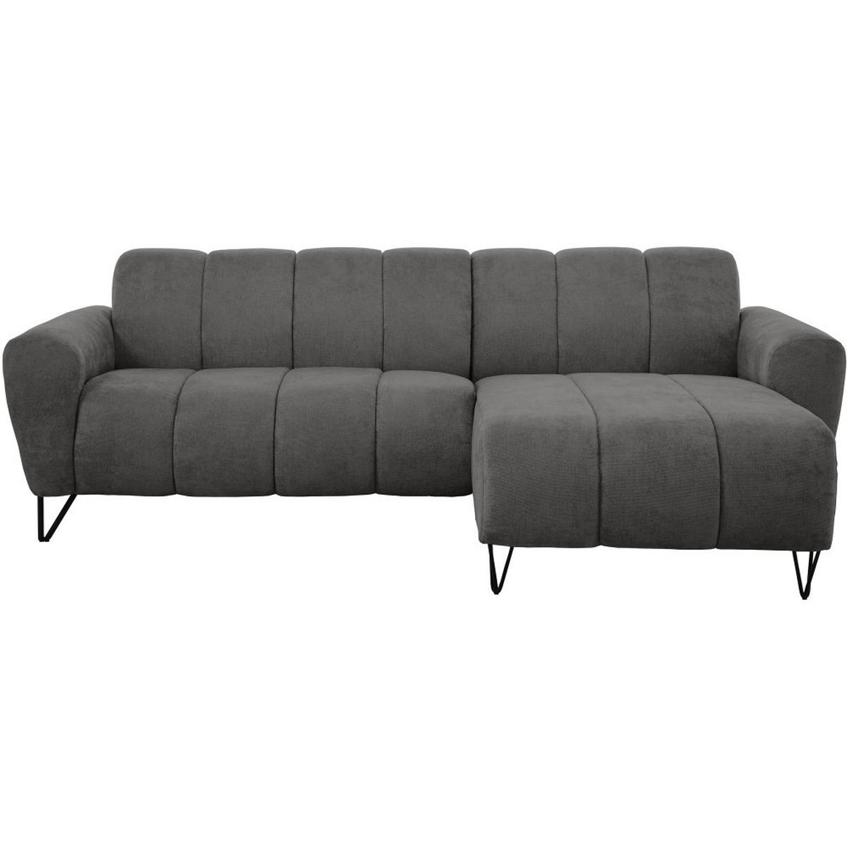 ECKSOFA Volare Mini ohne Schlaffunktion dunkelgrau, rechts, Storm-Stoff - Dunkelgrau/Schwarz, Textil/Metall (256/165cm) - Beautysofa