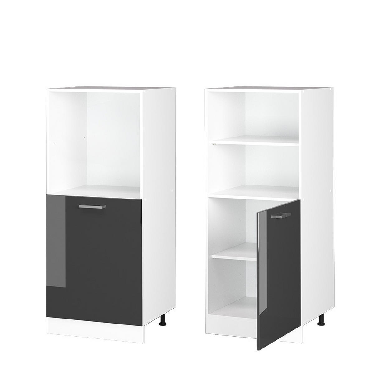 HERDUMBAUSCHRANK R-Line Anthrazit Hochglanz 60 cm - Schwarz Hochglanz/Weiß, Holzwerkstoff (60/143/57cm) - Vicco