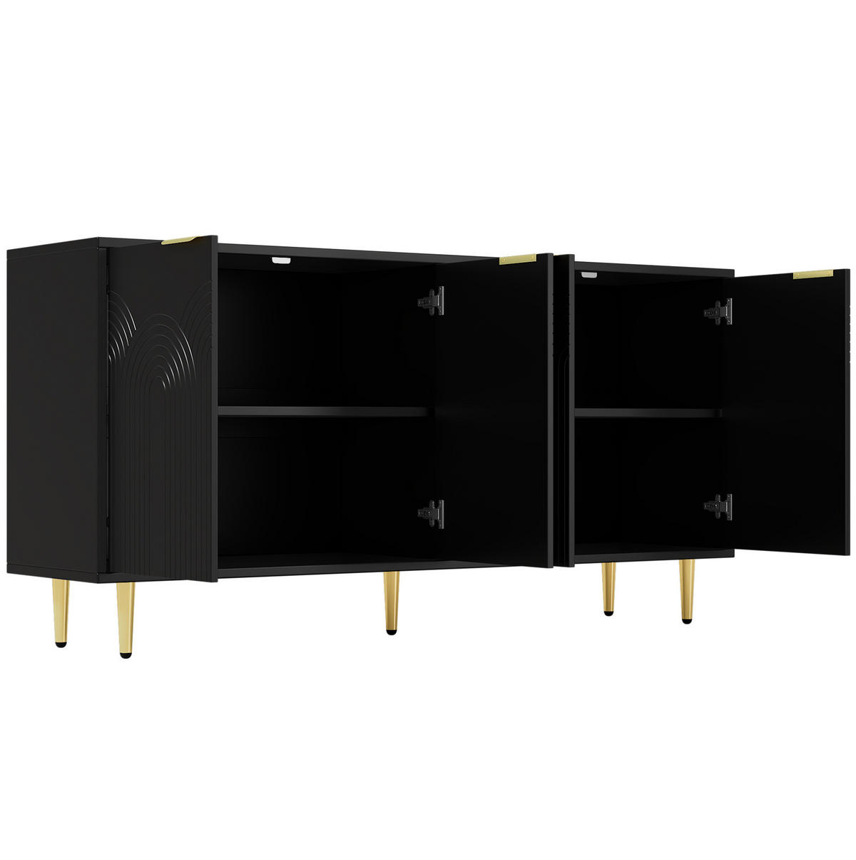SIDEBOARD 160/40/80 cm mit 4 Türen, Soft-Close und viel Stauraum in Schwarz - Schwarz, Holzwerkstoff (160/80/40cm) - BEAOK