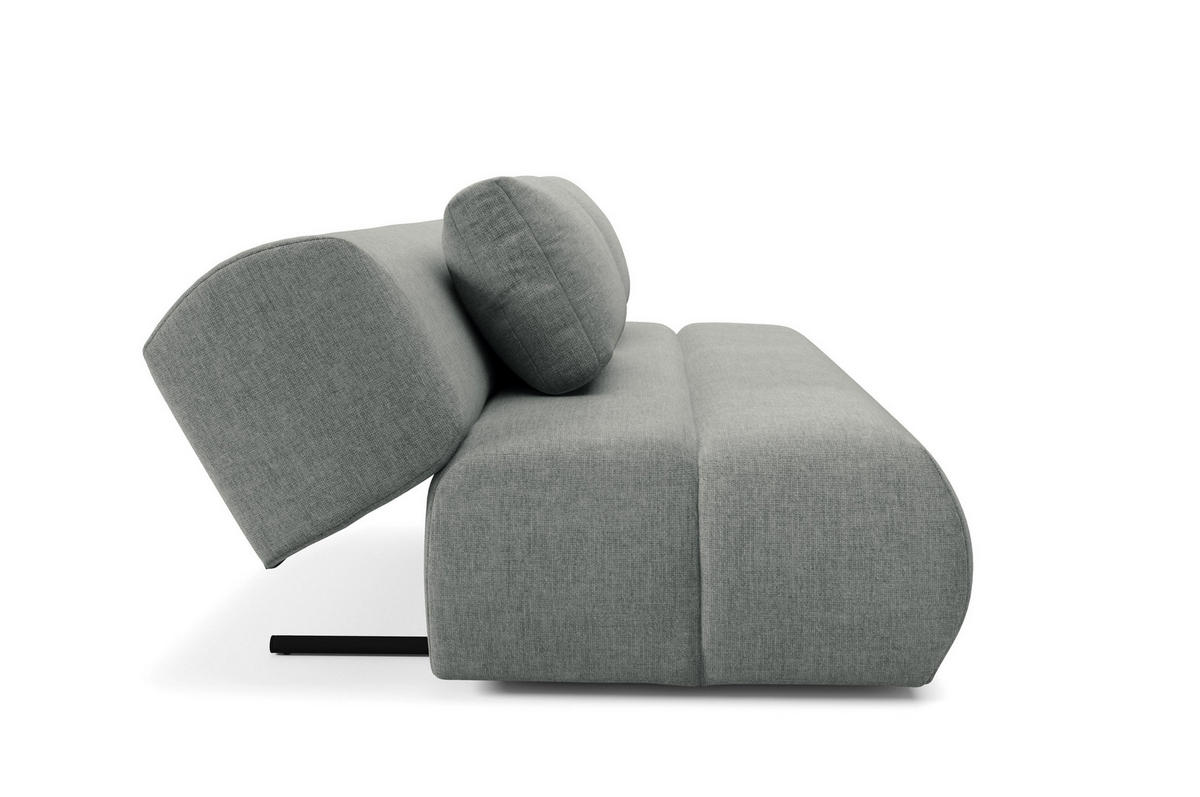 BETTSOFA ATOMO Grau Chenille-Stoff mit Schlaffunktion - Grau, Holz (217/82/134cm) - MASSENO