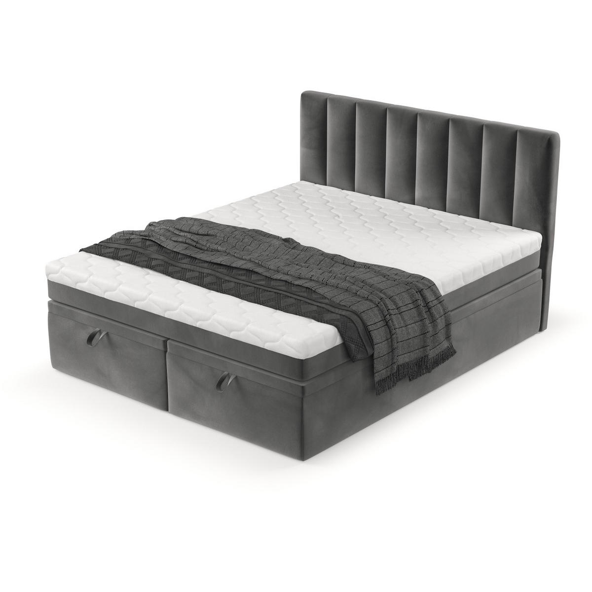 BOXBETT Lume 160/200 cm Grau im Kronos Stoff - Schwarz/Grau, Holz/Holzwerkstoff (160/200cm) - AltaBeds