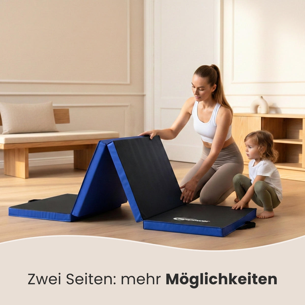 GYMNASTIKMATTE zum Wenden - 180/60/5 cm Faltbare Turnmatte - Blau, Kunststoff (60/180cm) - eyepower