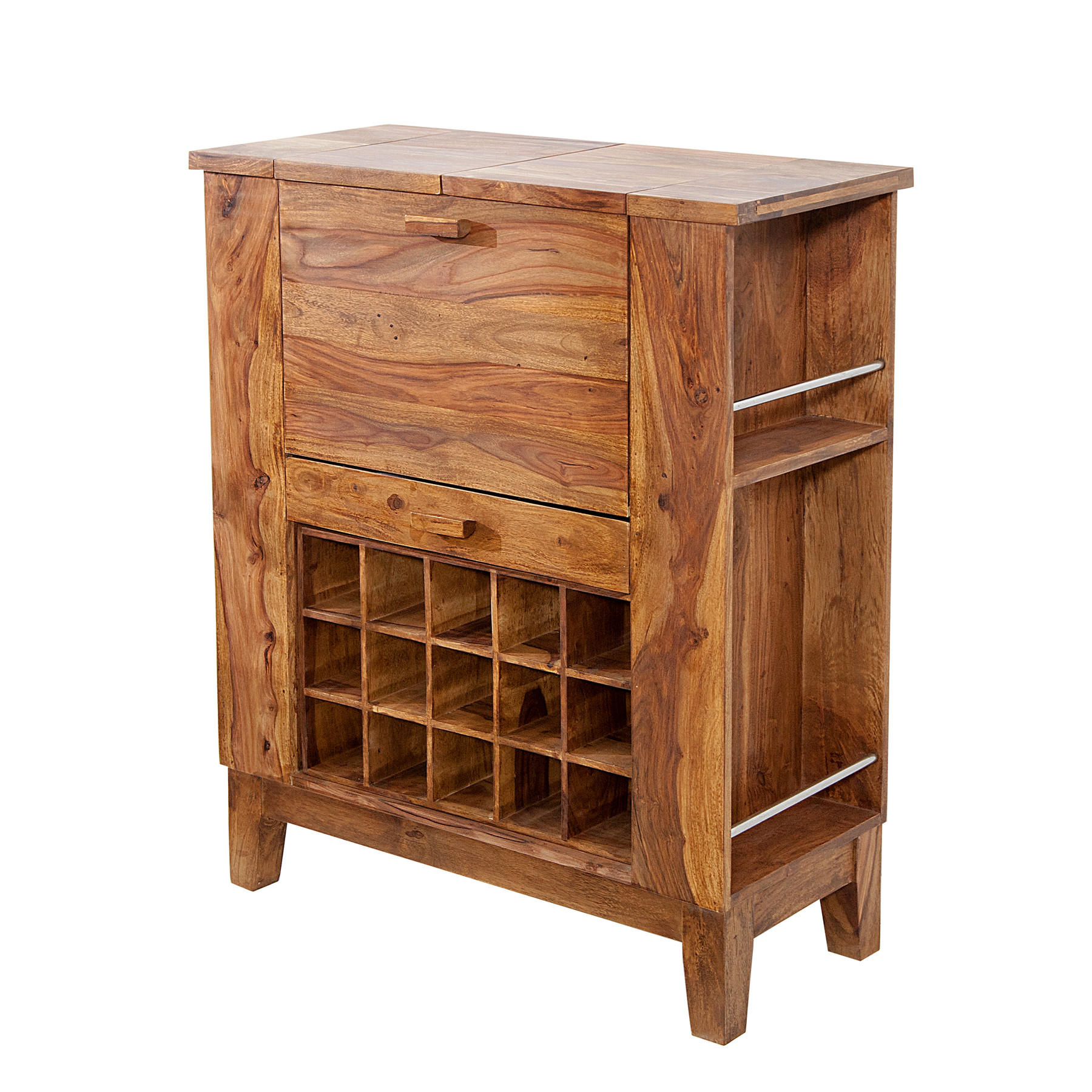 BARSCHRANK MAKASSAR Sheesham Natur 85110 cm - Naturfarben, Holz (110/100/40cm) - riess-ambiente