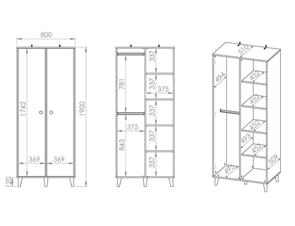 KLEIDERSCHRANK Mevel Wüstensand / Millennial Pink 80 / 51 / 190cm - Pink, Holz/Holzwerkstoff (80/190/51cm) - Feldmann-Wohnen