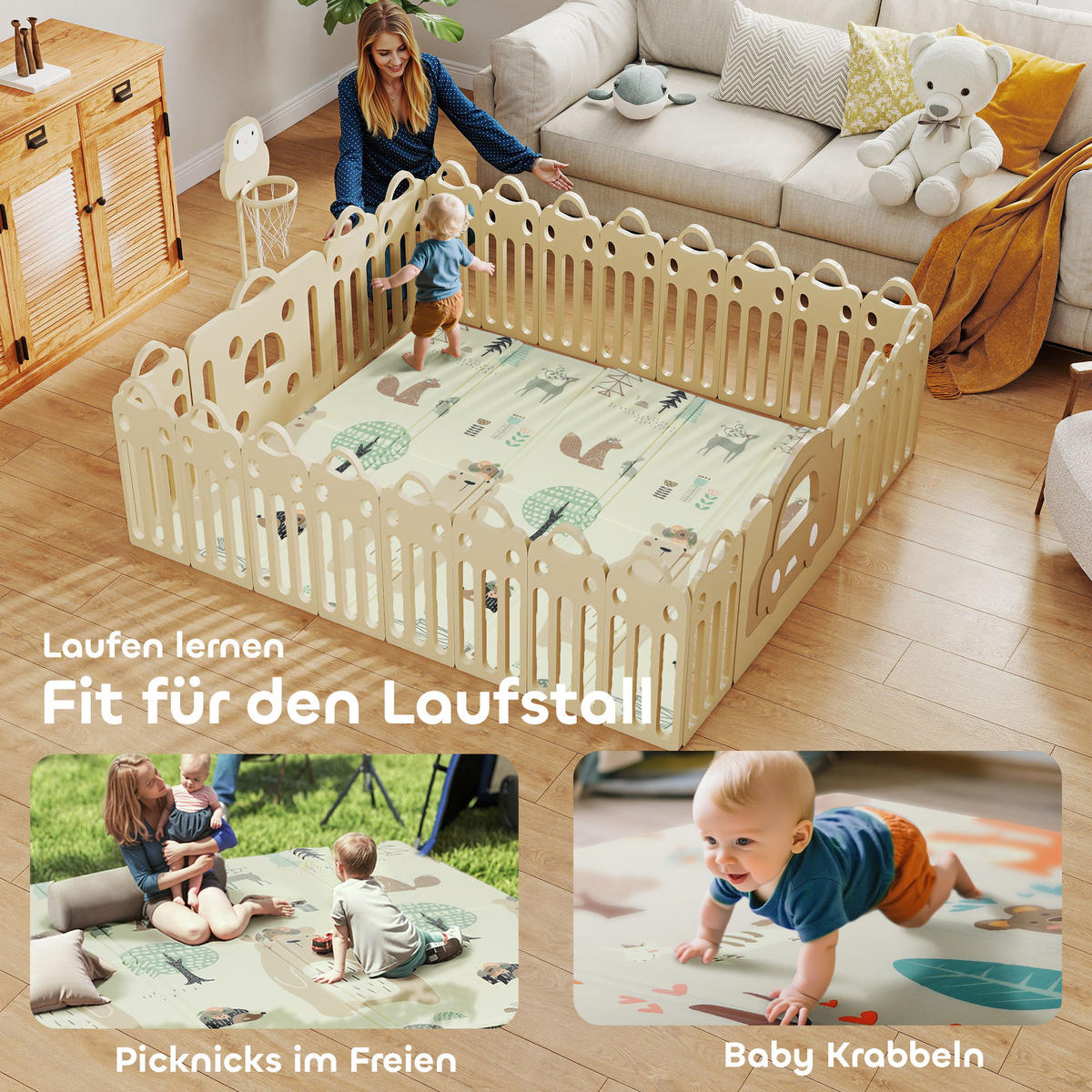 SPIELMATTE DE-10806 doppelseitig & faltbar Mehrfarbig - Multicolor, Kunststoff (176/196cm) - ComfortXL