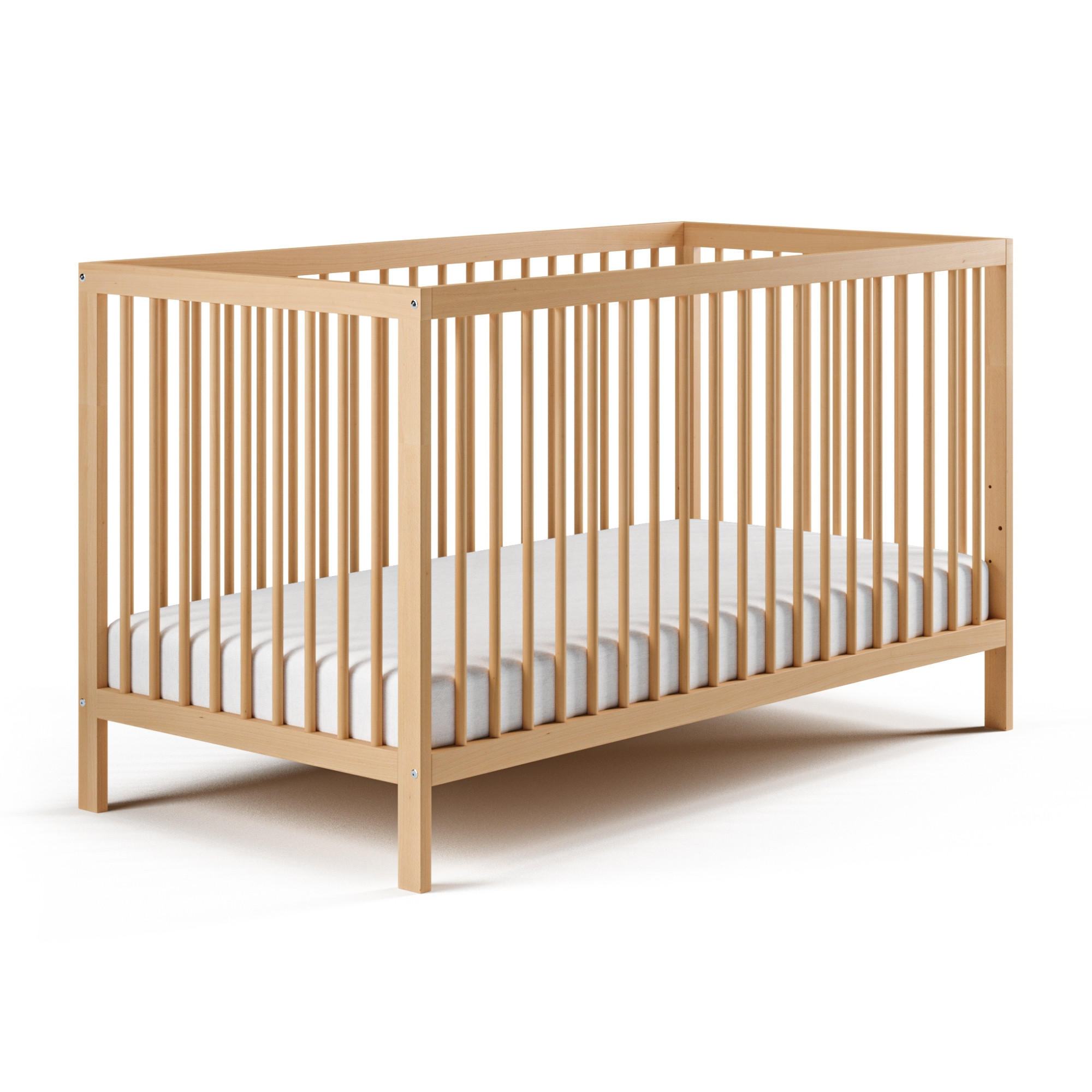 BABYBETT mit Matratze 60x120 cm in Weiß - Naturfarben, Holz (60/120cm) - Kids Collective