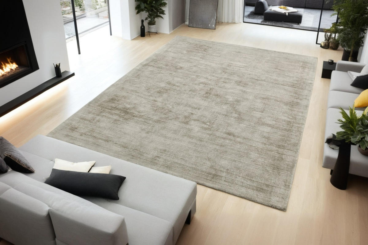 TEPPICH Viskose handgewebt zeitloses Design BARI, Taupe 160x230 cm - Taupe, Textil (160/230cm) - KADIMA DESIGN
