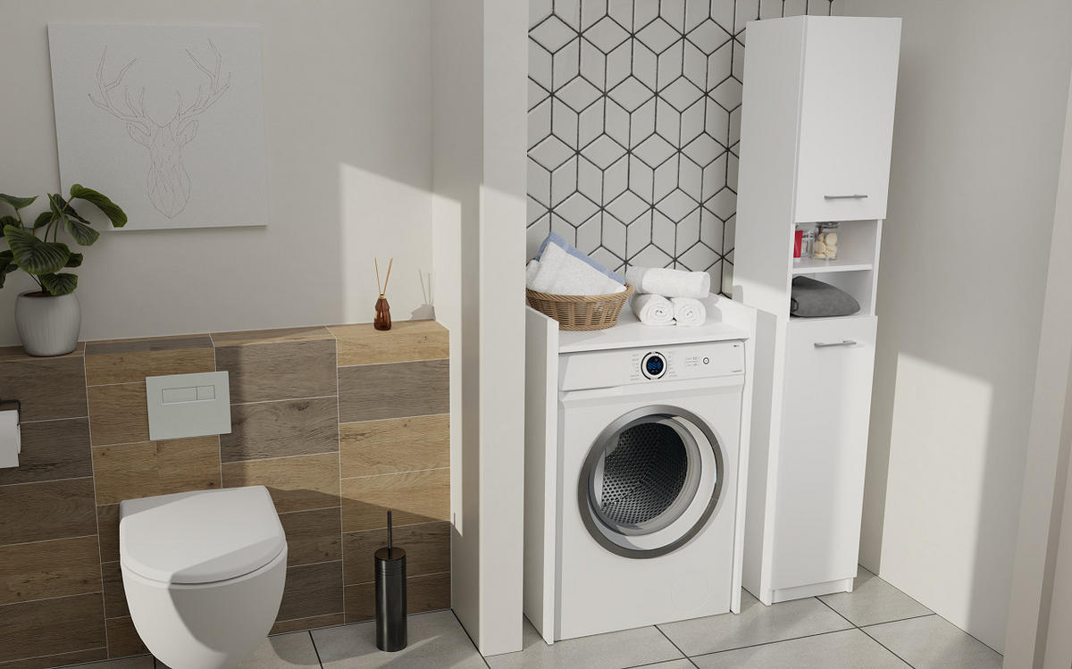 BADEZIMMERSCHRANK POLA NP für Waschmaschine - Weiß, Holzwerkstoff (64/97.5/50cm) - CDF