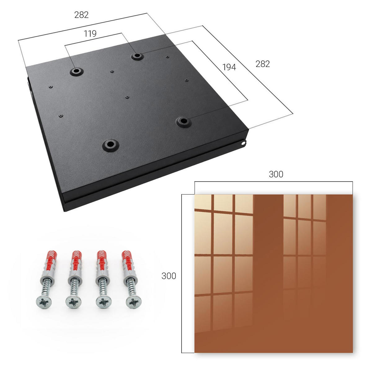 SCHLÜSSELBOX Schwarz 30x30 cm- Türöffnung nach rechts - Dunkelorange - Orange, Metall (30/30/5cm) - TULUP