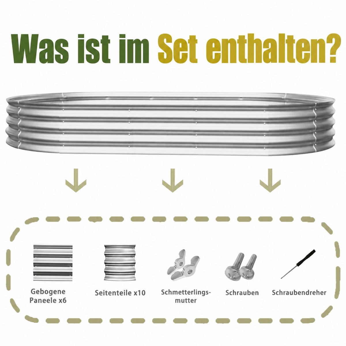 HOCHBEET 243.84/121.92/30.48 cm Silber Metall (2 Stück) - Silberfarben, Metall (122/30.5/243.8cm) - Oxeza