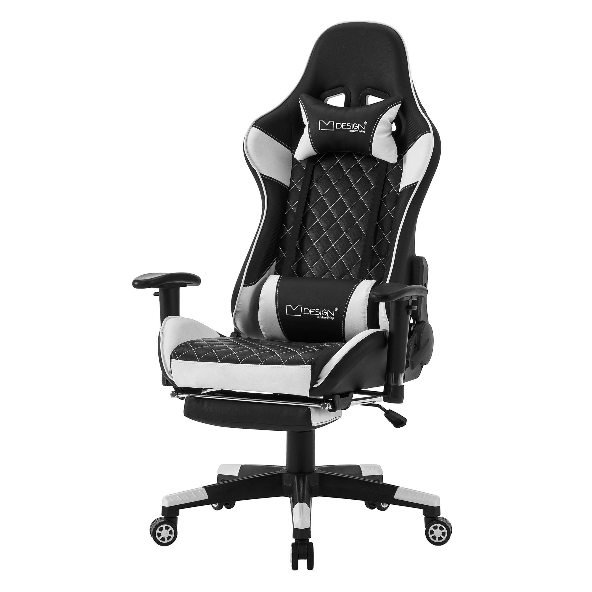 GAMING-STUHL Schwarz-Weiss - Weiß, Metall (68/135/73cm) - ML-DESIGN