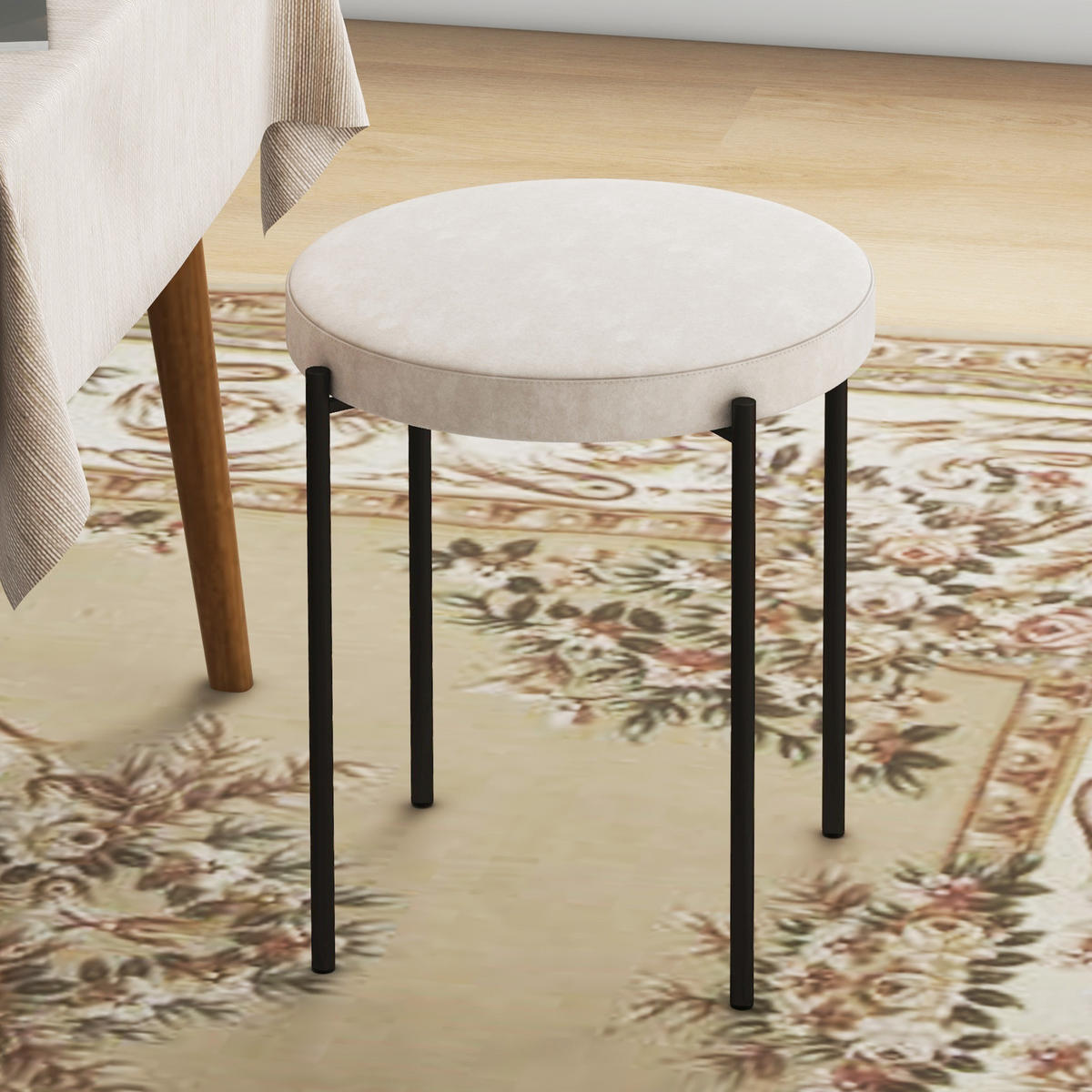 ESSZIMMERHOCKER, Cremeweiß, Polyester, Metall - Weiß, Kunststoff (41.5/46/41.5cm) - HOMCOM