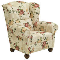 OHRENBACKENSESSEL Kasha Bezug Flachgewebe Buche nussbaum dunkel / multi - Dunkelbraun/Naturfarben, Kunststoff (93/103/87cm) - 58aufmkessel