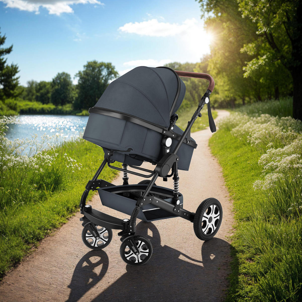 KOMBI-KINDERWAGEN Mats,für 0 bis 36 Monate geeignet, Belastbarkeit 15 kg,anthrazit - Anthrazit, Kunststoff (100/63/120cm) - tectake