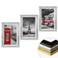 WANDBILDER 3er Set - 20x30 cm Silberner Rahmen - Ikonen London Paris Verkehr - Silberfarben, Kunststoff (20/30cm) - ArtPrintCave