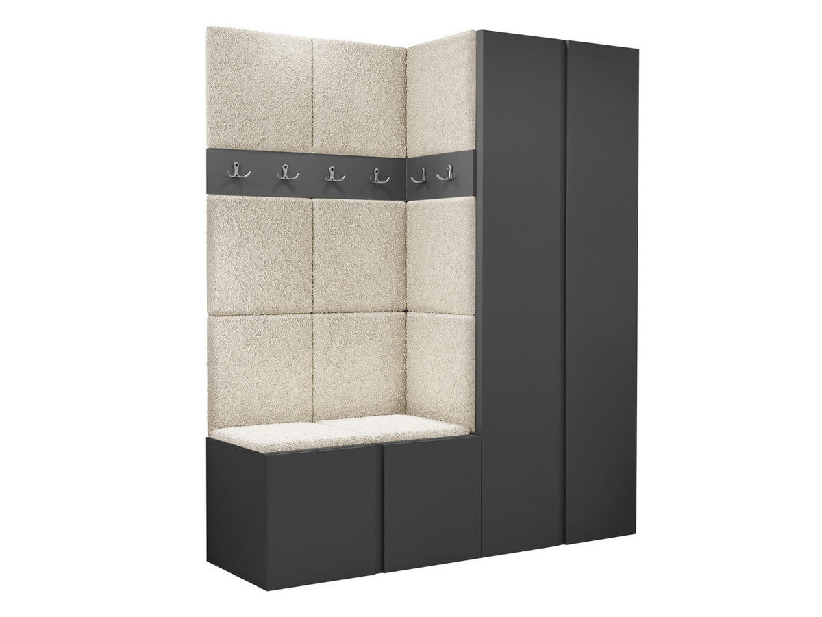 GARDEROBEN-SET Orion III - Creme/Graphitfarben, Holzwerkstoff/Kunststoff (158/186/46cm) - MIRJAN24