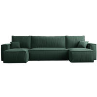 WOHNLANDSCHAFT Scarlo Dunkelgrün Cordbezug - Dunkelgrün/Schwarz, Kunststoff/Textil (312/83/145cm) - Selsey