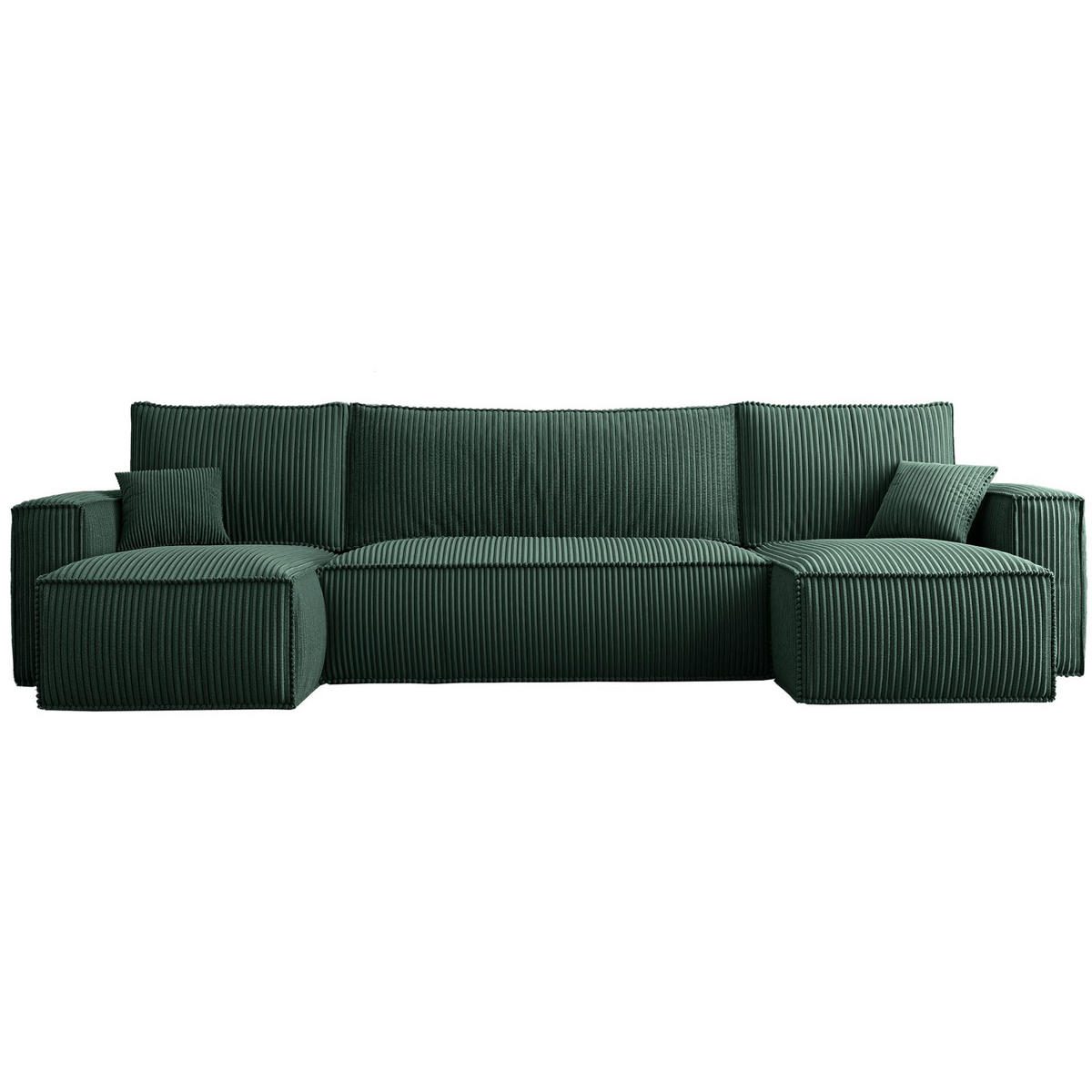 WOHNLANDSCHAFT Scarlo Dunkelgrün Cordbezug - Dunkelgrün/Schwarz, Kunststoff/Textil (312/83/145cm) - Selsey