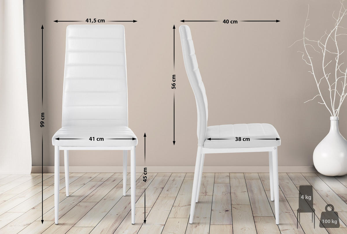 ESSZIMMERSTUHL Mayfair 99x41,5x40 cm weiß - Weiß, Kunststoff (41.5/99/40cm) - furnicato