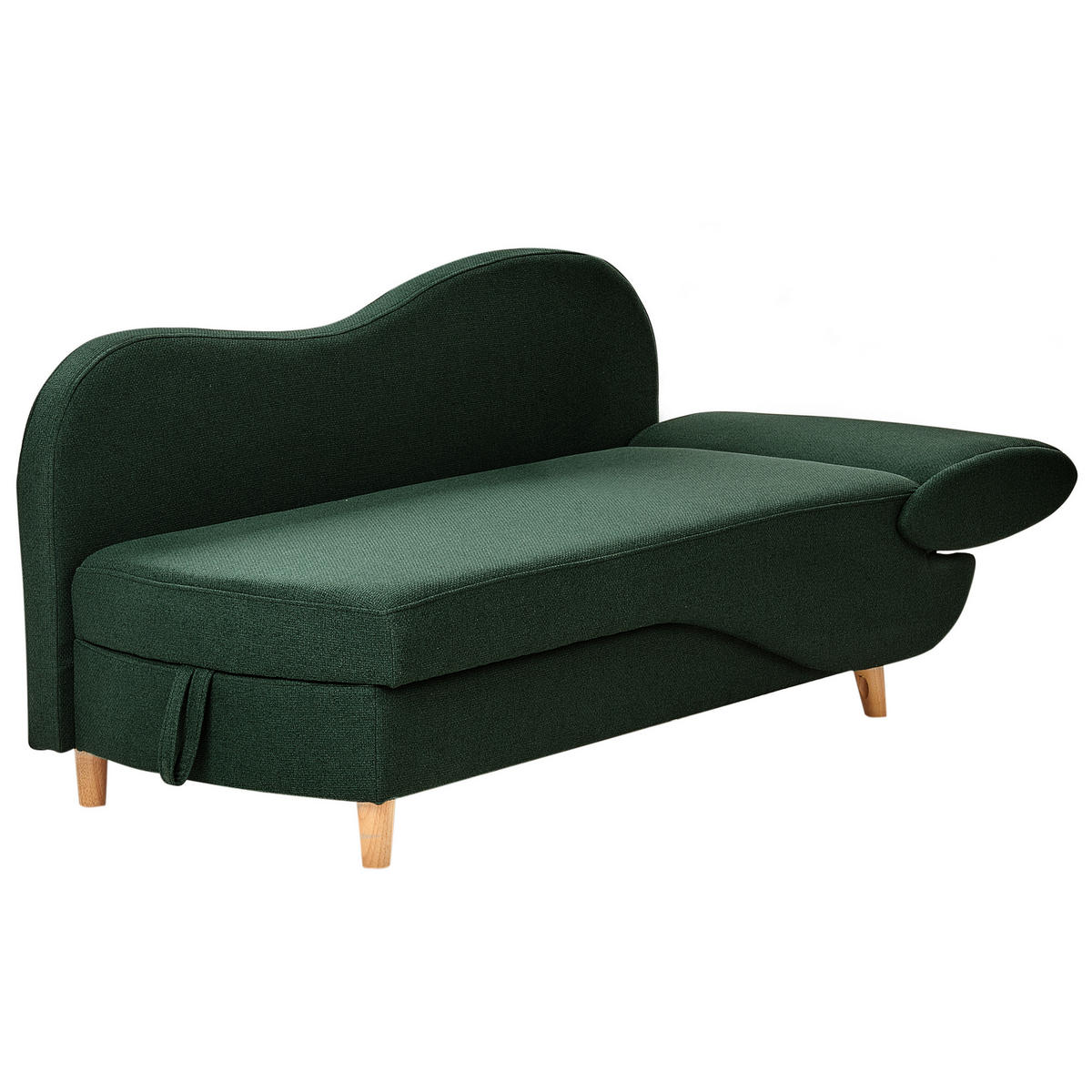CHAISELONGUE-RECHTSSEITIGE Grün Meri - Braun/Grün, Textil (155/76/69cm) - Beliani