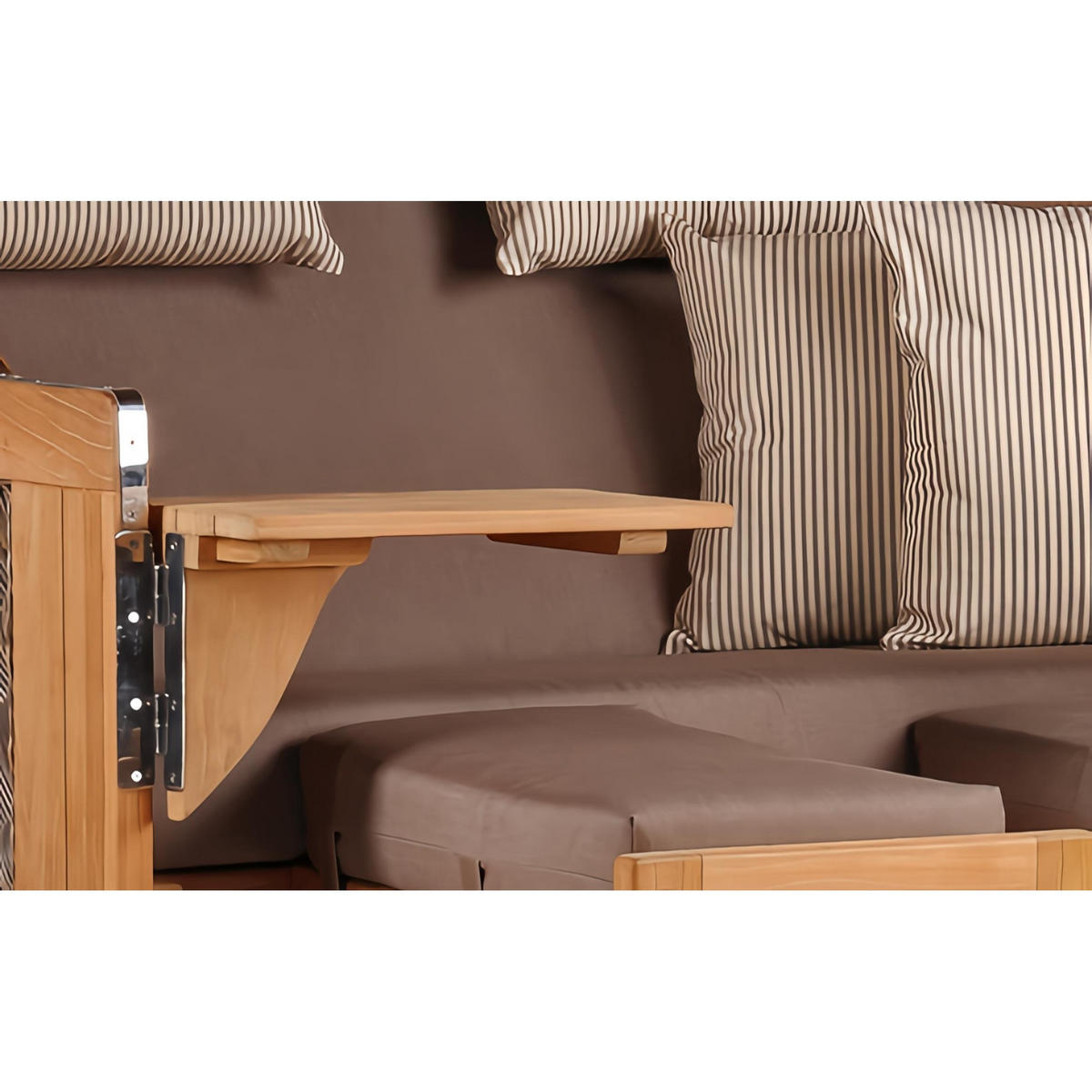 STRANDKORB Düne Grande Bullauge Teak PE Grey Dessin 534 - Taupe/Braun, Metall (142/170/95cm) - Mr. Deko