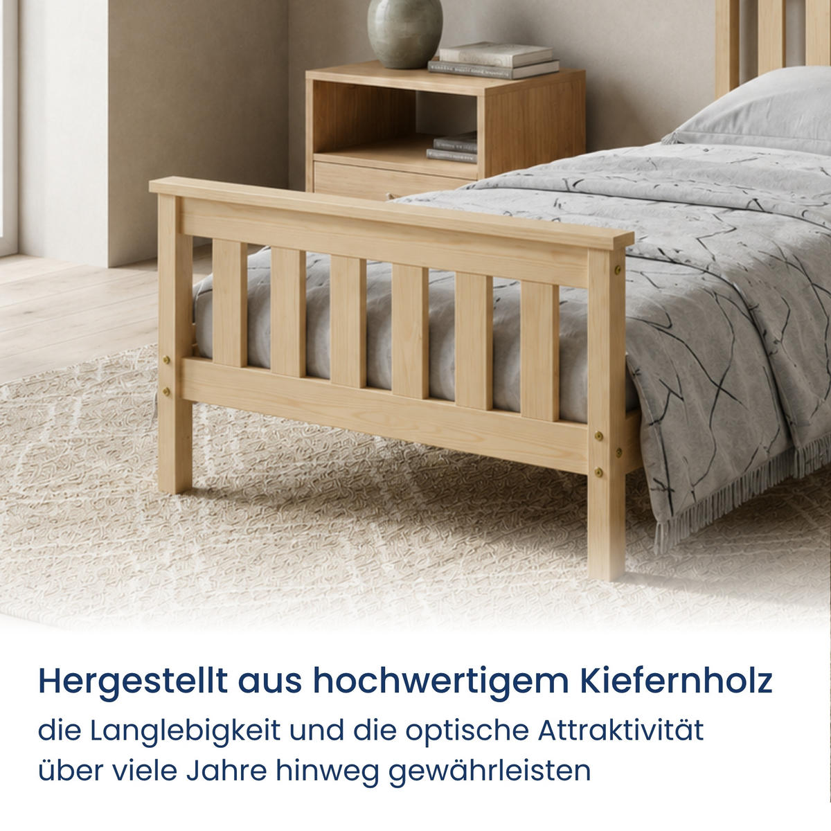 HOLZBETT 90x200 cm in Natur - Naturfarben, Holz (90/200cm) - Home Collective