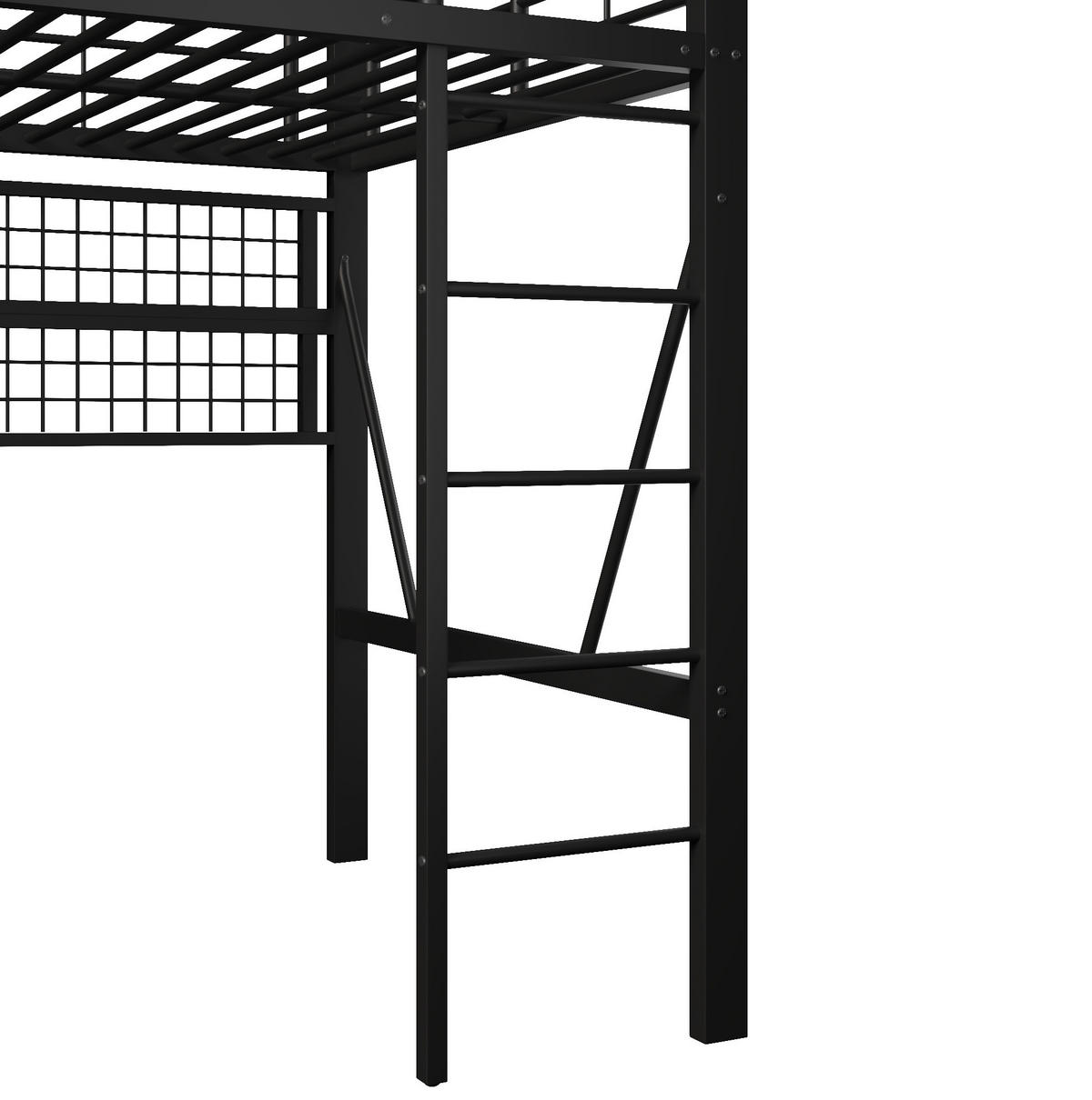 HOCHBETT aus Metall und MDF 140x200 cm Schwarz mit LED-Beleuchtung und Stauraum - Schwarz, Metall (140/200cm) - IVMEU