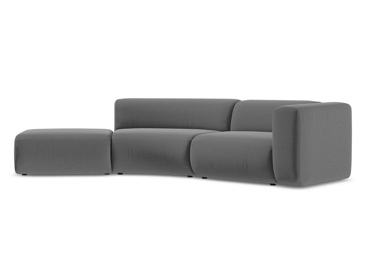 4-SITZER-SOFA Samt Stoff Grau - Schwarz/Grau, Kunststoff/Textil (335/70/166cm) - Makamii