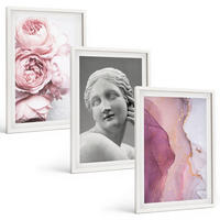 BILDER SET 3er Set - 40x60 cm Weißer Rahmen - Pfingstrosen abstrakte Frauenskulptur - Weiß, Kunststoff (40/60cm) - TULUP
