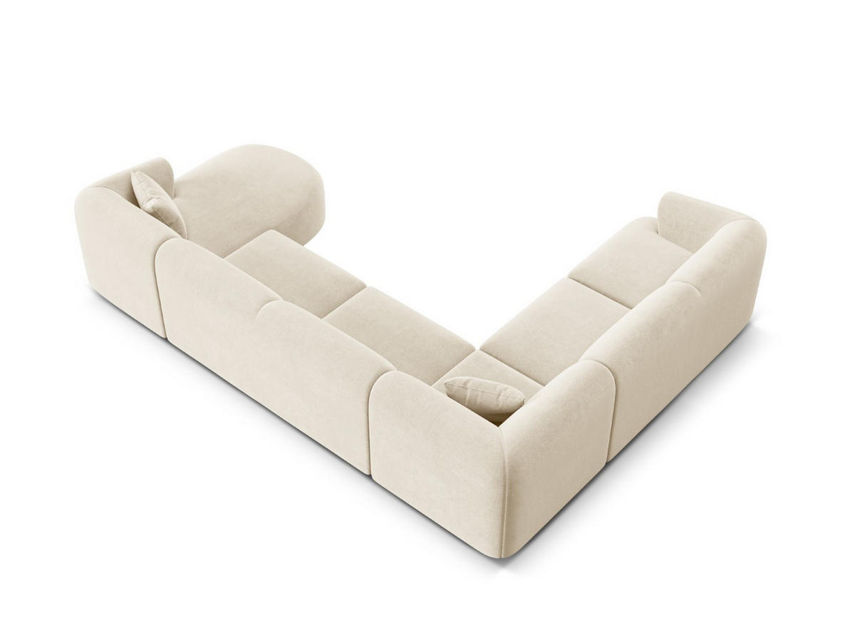 MODULARES-PANORAMASOFA links Campi aus Samt leichtes beige 7 Sitzplätze - Creme, Textil (255/70/330cm) - Cosmopolitan Design